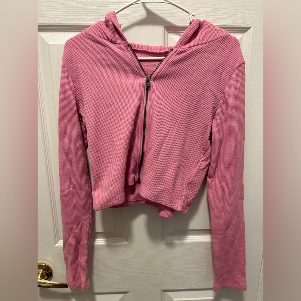 Hollister ribbed zip up hoodie